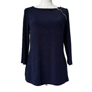 CHICO'S TRAVELERS | Navy Boatneck Top Sz S